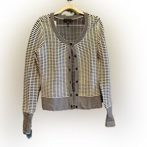Worthington White & Black Textured Cardigan size small